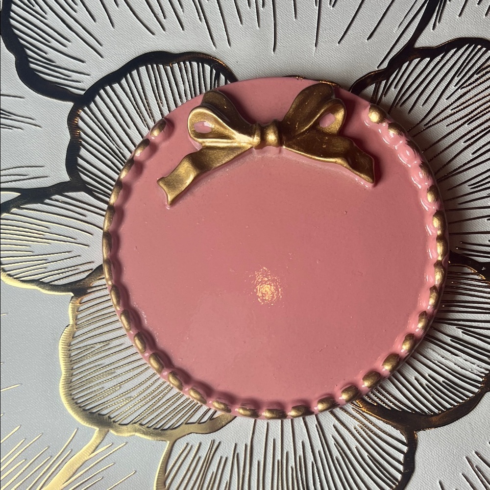 Elegant Pink and Gold Bow Brooch